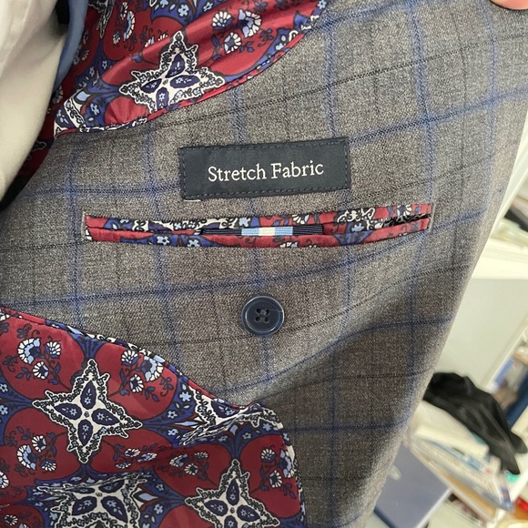 Taylor Byrd Sport Coat Charcoal And Blue Windowpane 46L New With Tags - Picture 6 of 12